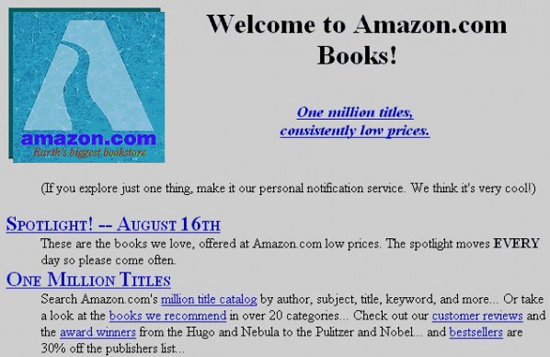 First Amazon.com homepage design