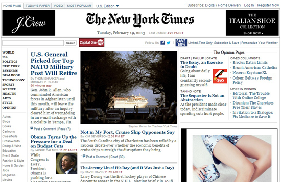 How the NYTimes.com looks today