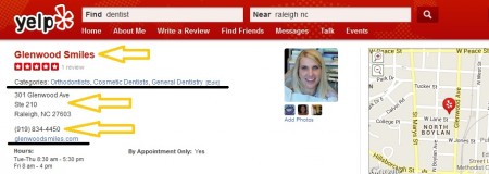 Yelp Local Citation For Raleigh Dentist