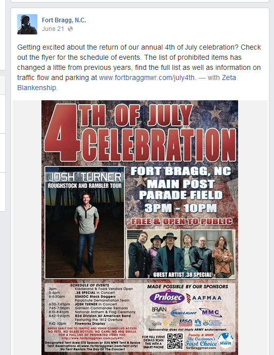 Fort Bragg Independence Day Event Promotion