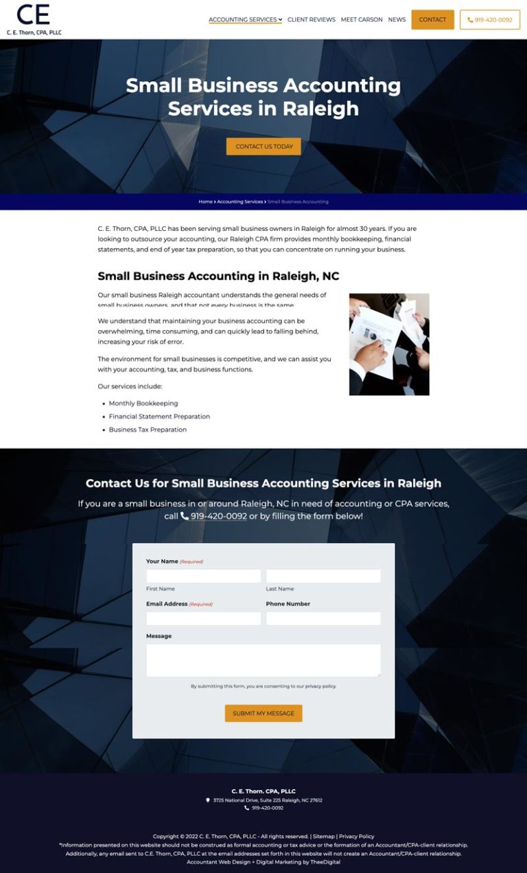 Custom Web Design for a Raleigh CPA Firm