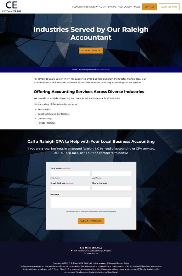 Custom Web Design for a Raleigh CPA Firm