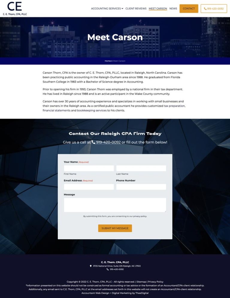 Custom Web Design for a Raleigh CPA Firm