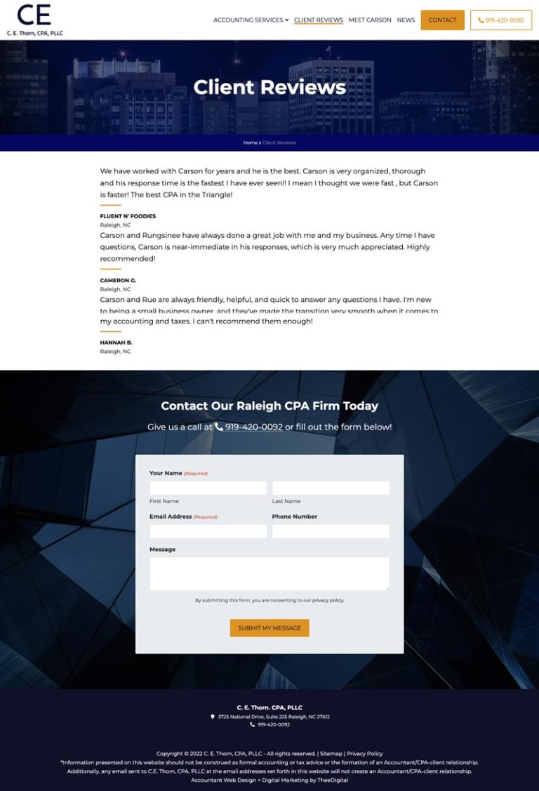 Custom Web Design for a Raleigh CPA Firm
