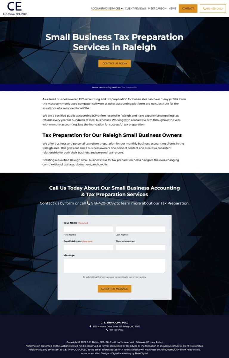 Custom Web Design for a Raleigh CPA Firm
