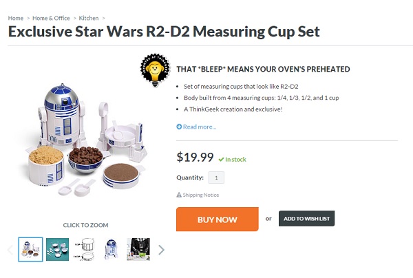 ThinkGeek Star Wars R2-D2 Measuring Cup Set Body Built from 4 Measuring Cups