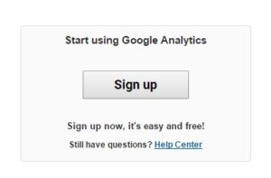 Google Analytics Sign Up button