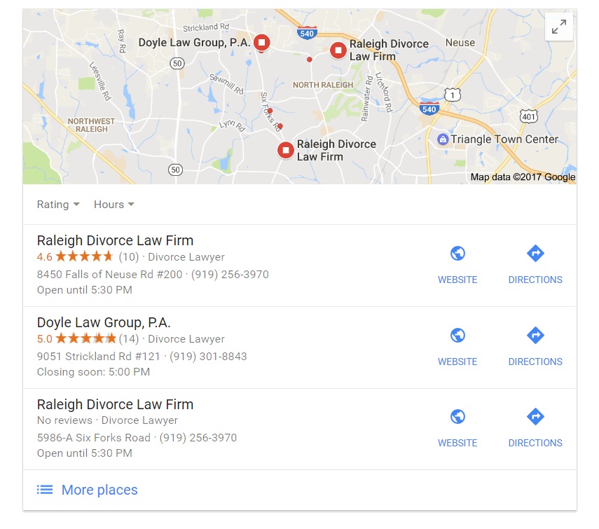 Google Local 3-Pack for Attorneys