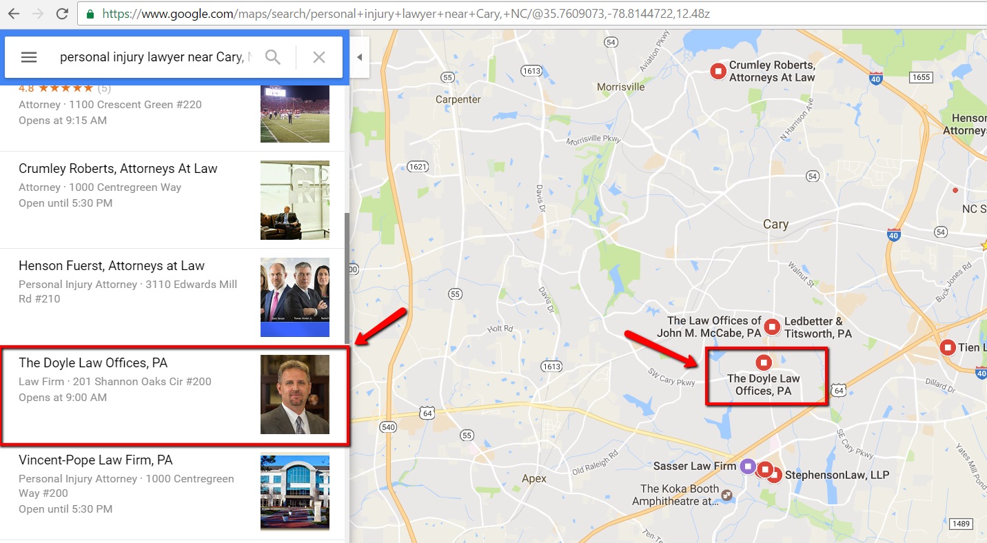 Attorney Appearing in Google Maps