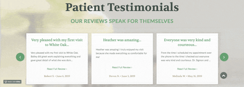 patient reviews on dentist website