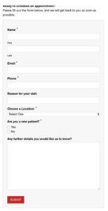 dentist website appointment request form