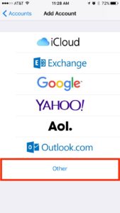Choose Other mail account