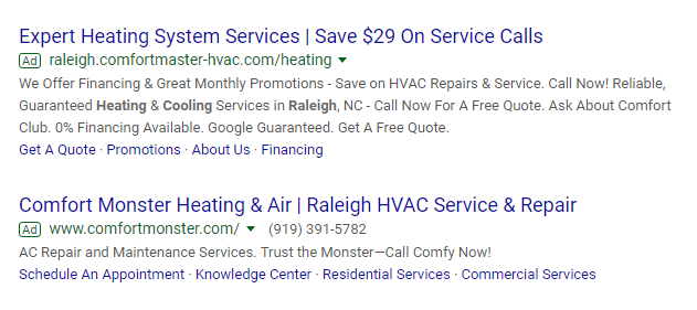 Search Ads for HVAC Companies