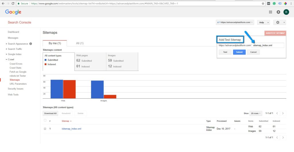 Google search Console Sitemap Submission