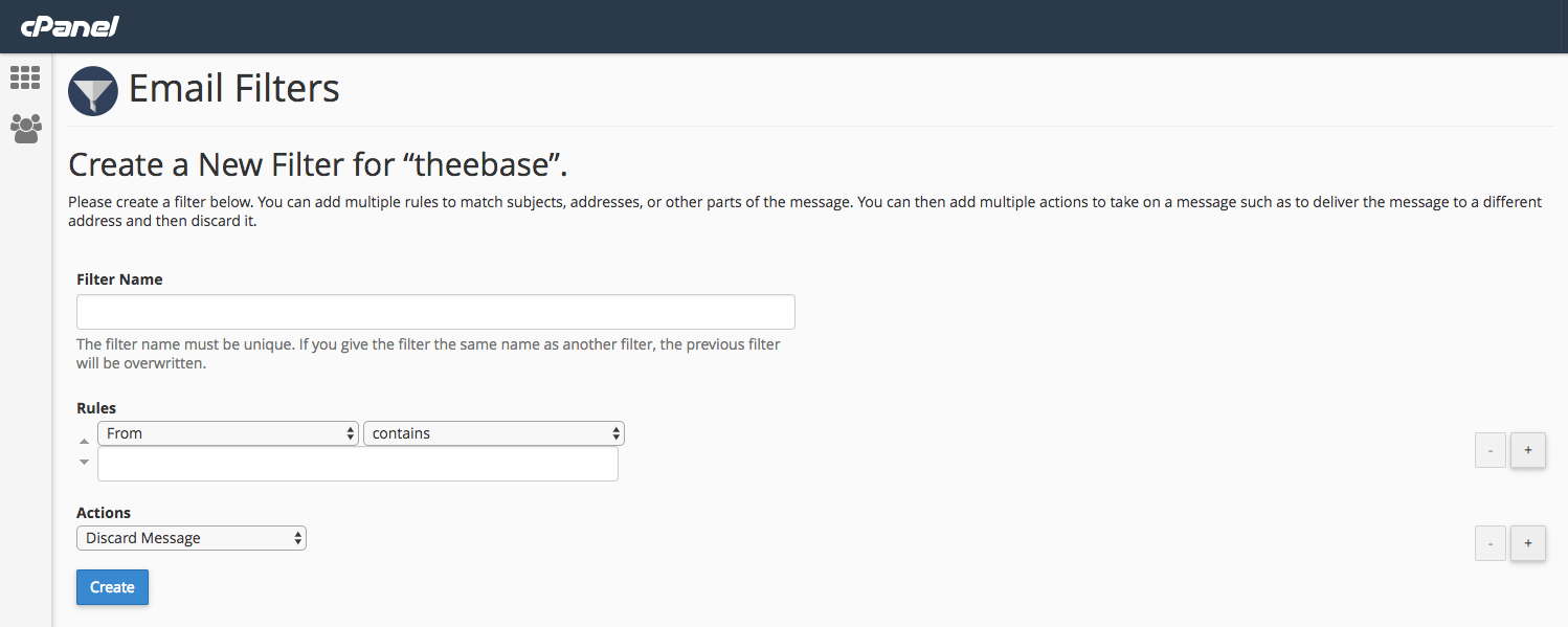 Email filters in cPanel