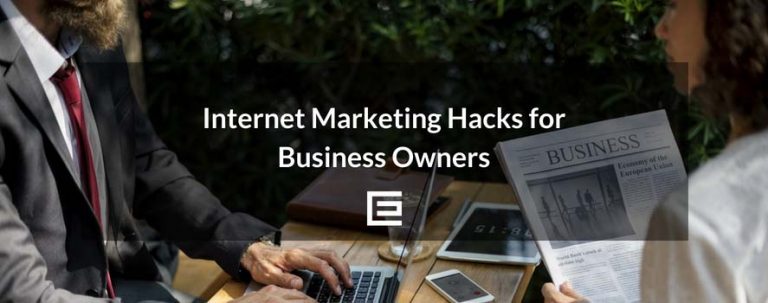 Picture of graphic used by TheeDigital for website design services that says Internet Marketing Hacks for Business Owners