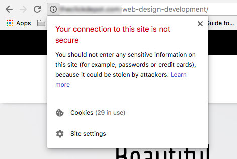 site not secure warning