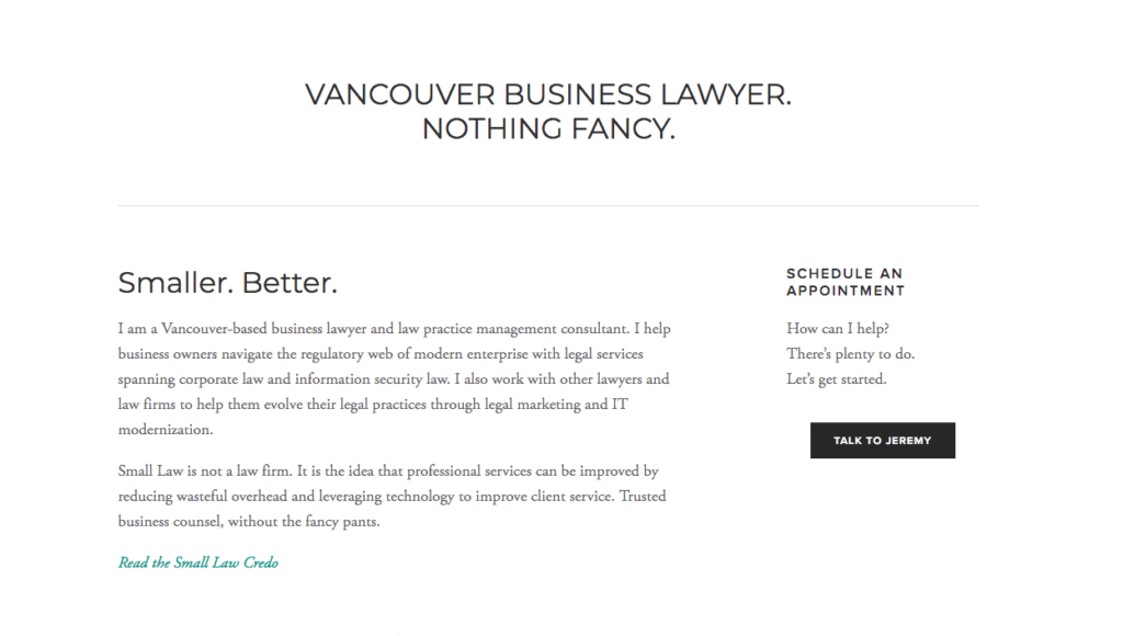 Minimalist web design lawyers