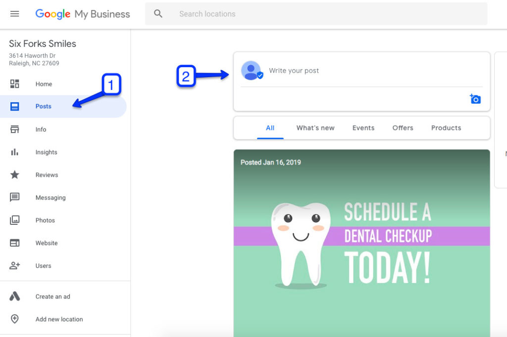 Dental Google My Business Listing - Posts