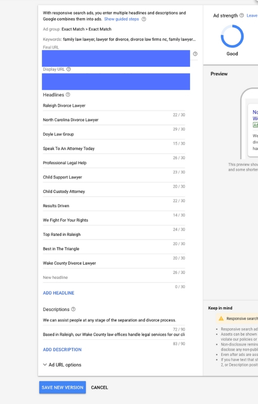 Responsive Search Ads for Attorneys