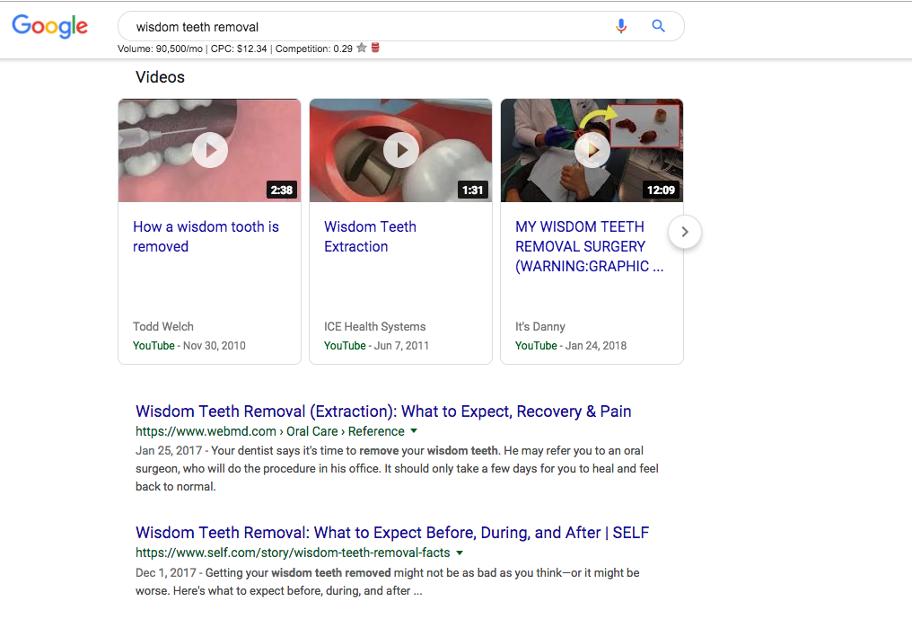 Dental Videos Show in Search Results