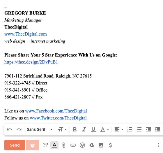 Ask for Reviews in Email Signature