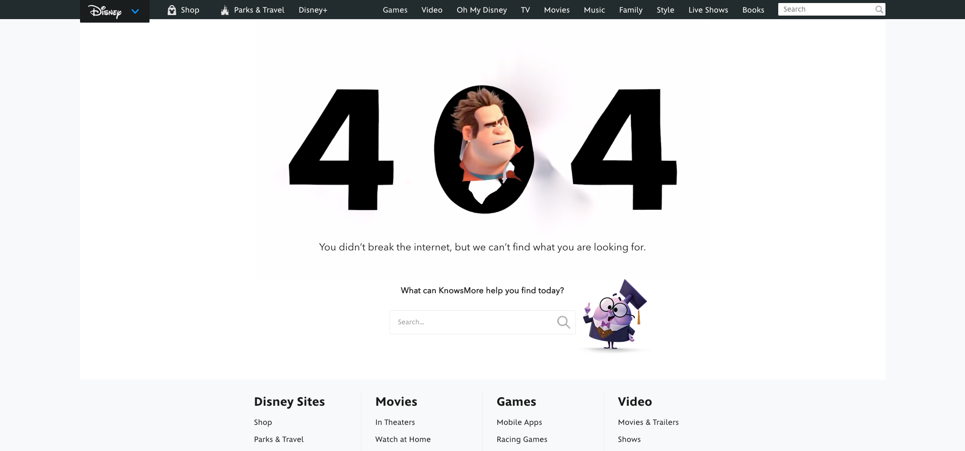 404 Page for Disney