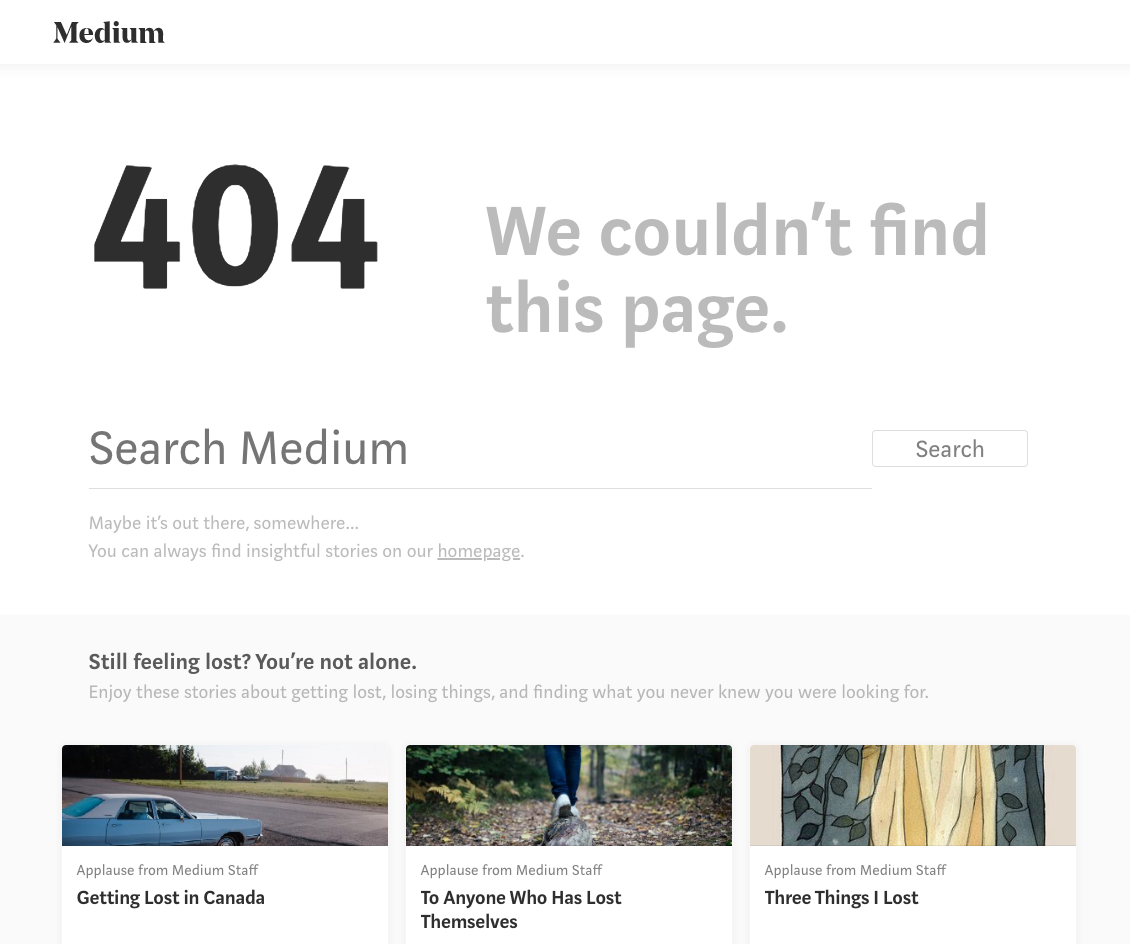 404 Page for medium