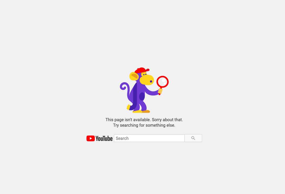 Cool 404 Page for youtube