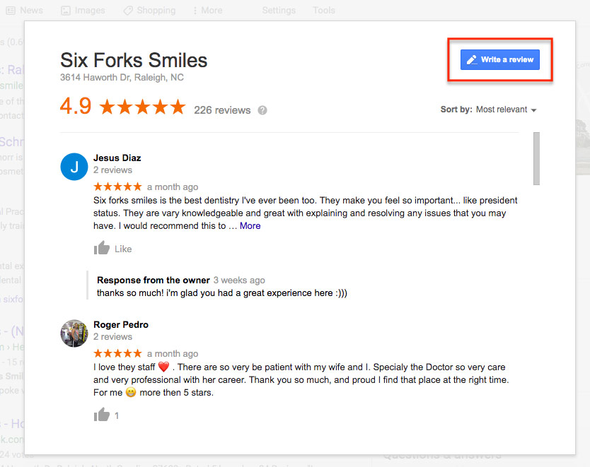 Leave a Google Review button