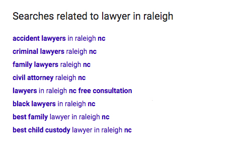 lawyer related searches in google