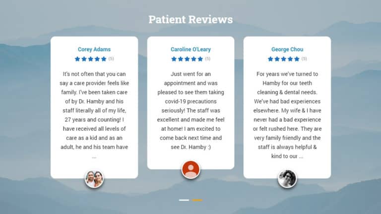 Dental office website development patient reviews