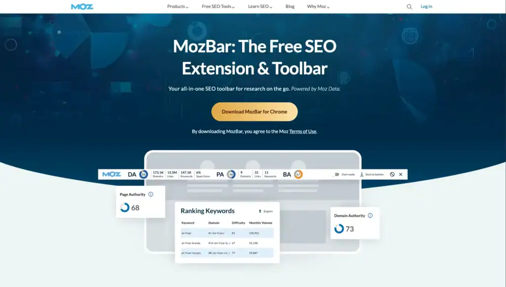 Mozbar free seo extension toolbar