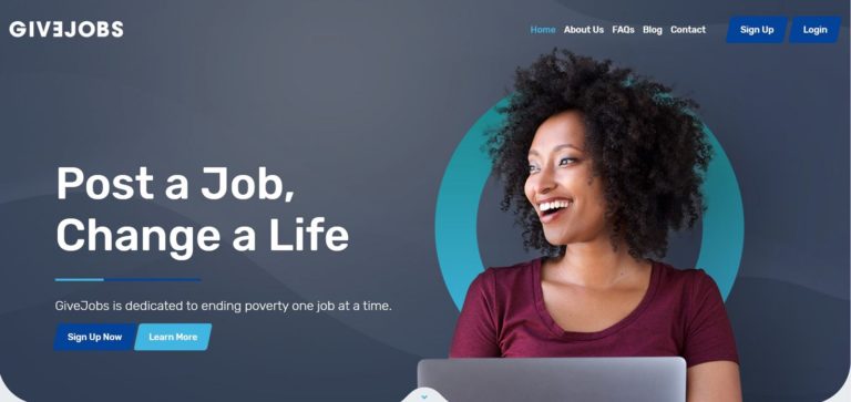 GiveJobs Website Homepage