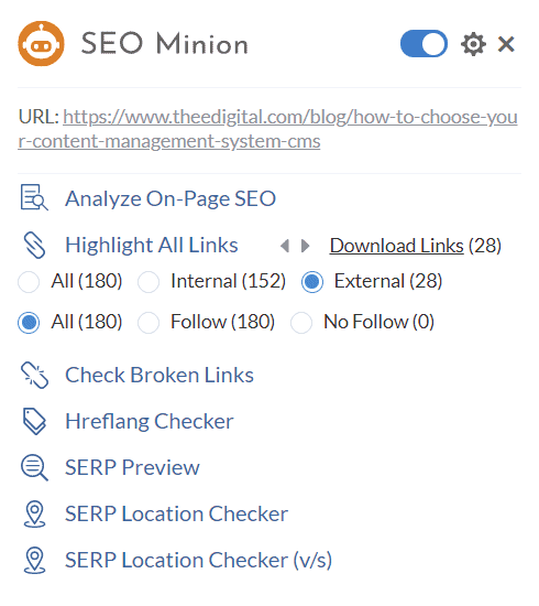 SEO Minion Google Chrome SEO Extension