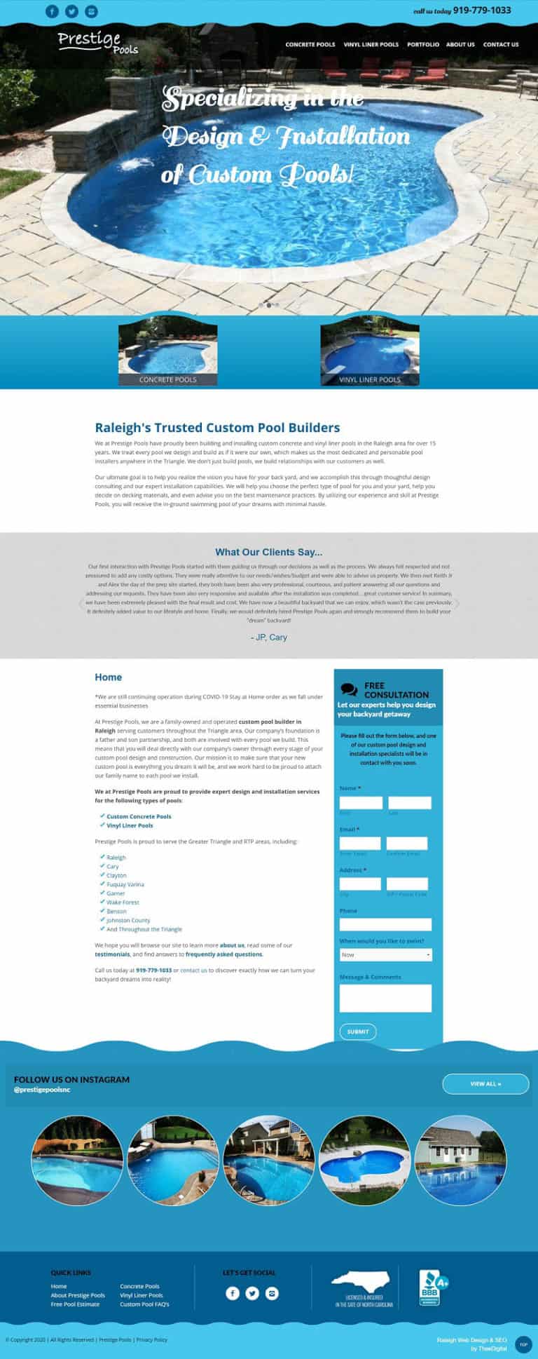 Raleigh digital marketing agency optimizes pool company website