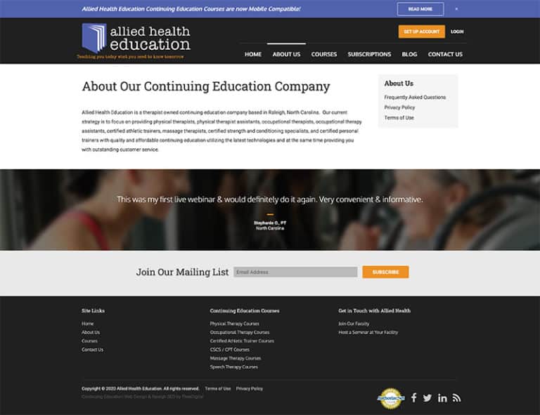 Mareting and SEO Mobile Friendly Web Design for a Medical Education Company