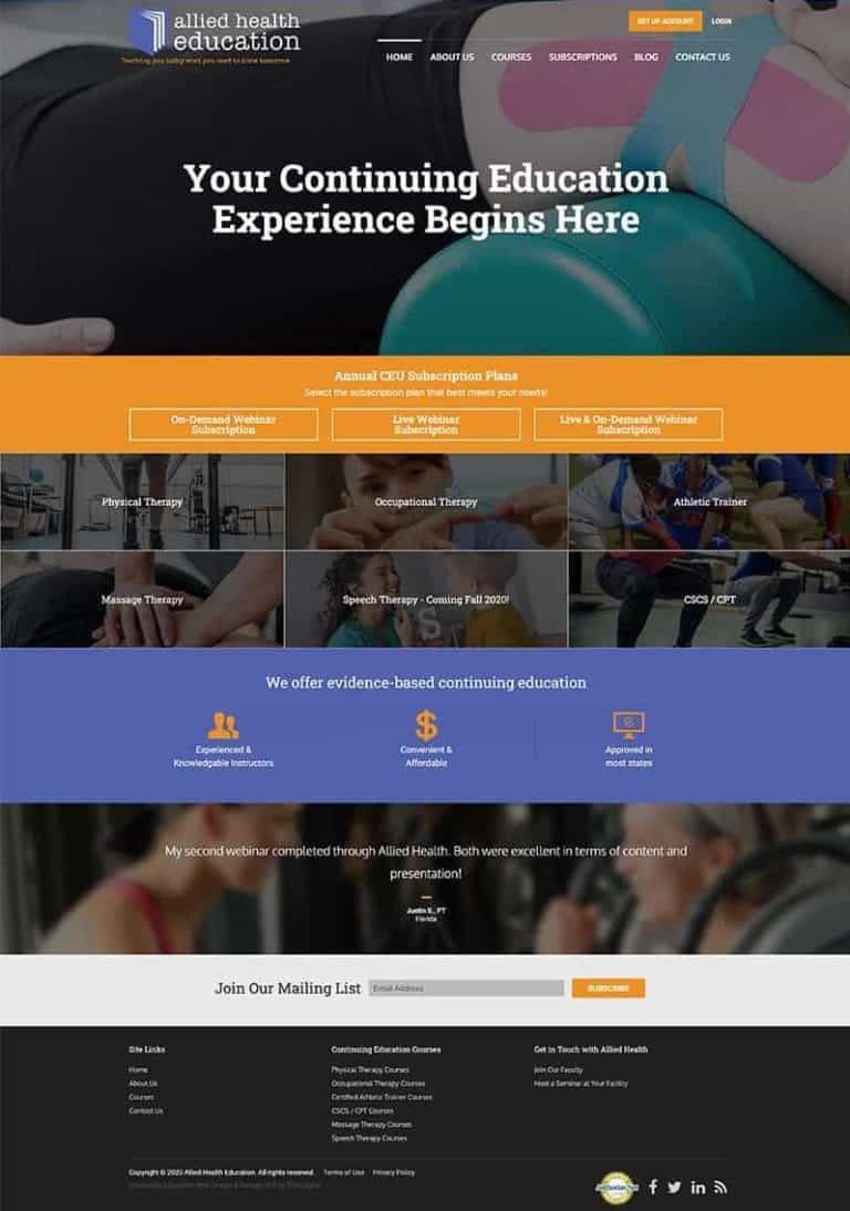 Special Features Mareting and SEO Mobile Friendly Web Design for a Medical Education Company