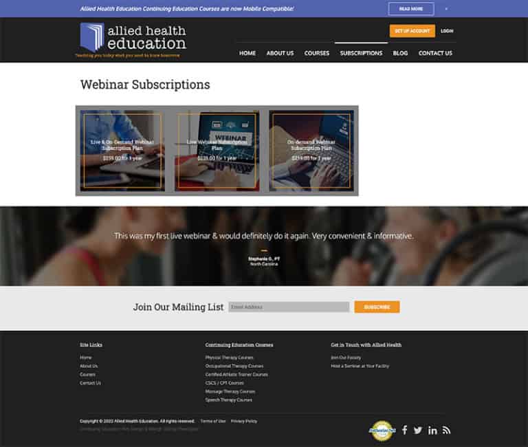 Custom Web Design for a Medical Education Company