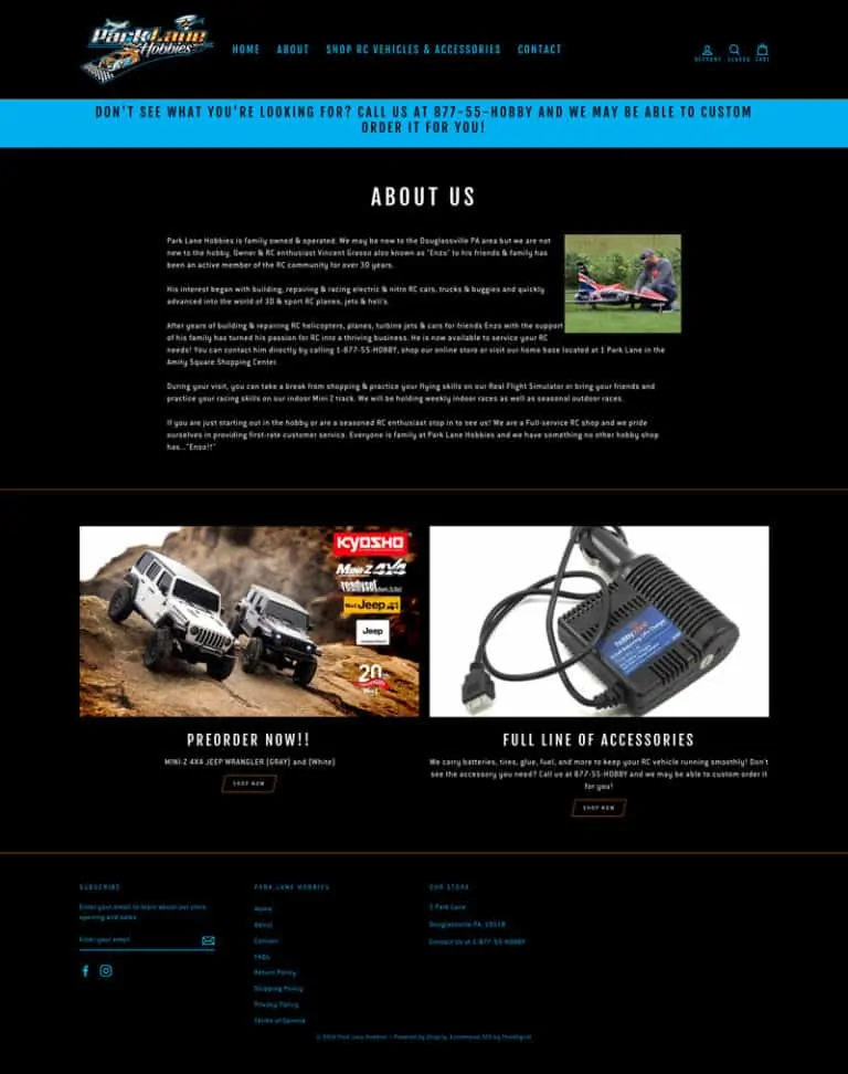 Mobile Friendly Web Design for a Hobby Store