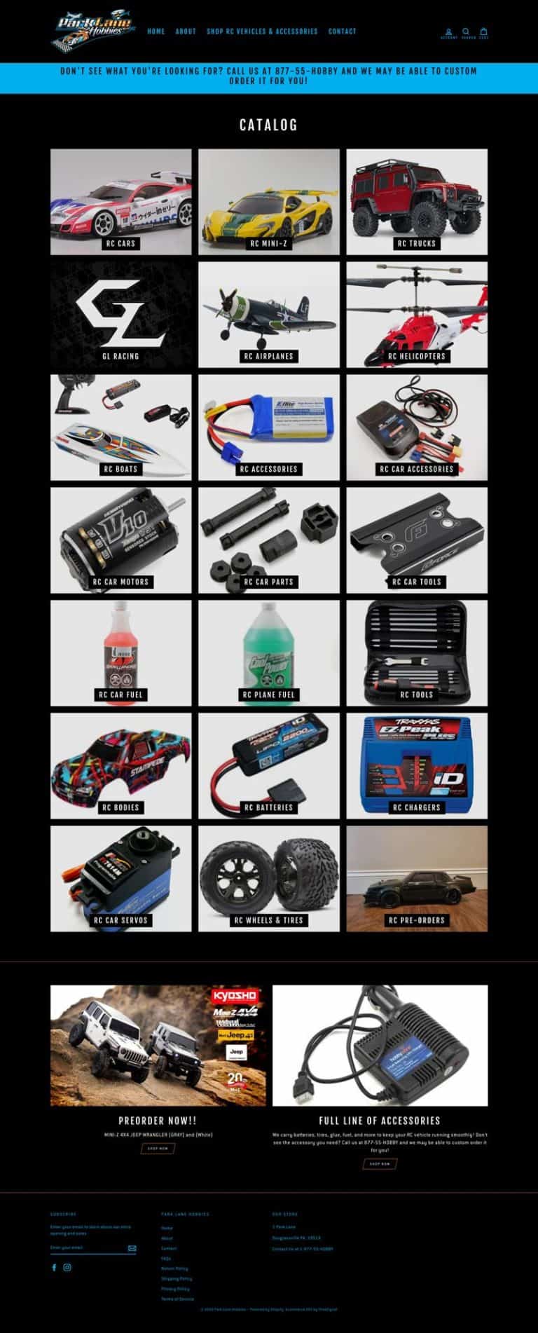 Responsive Shopify Site for a Hobby Store