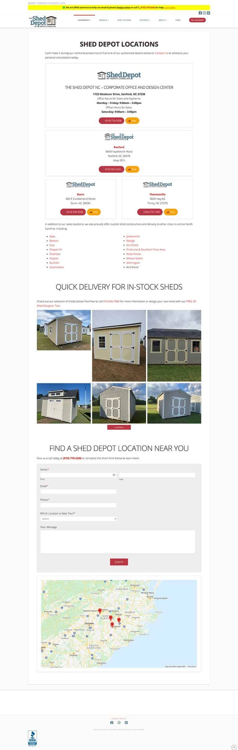 Custom Web Design for a Shed Building Company