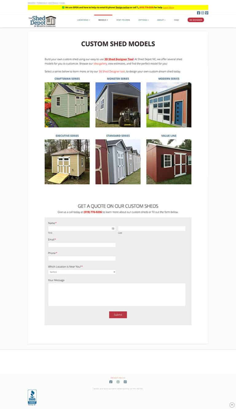 Mobile Friendly Web Design for a Shed Building Company