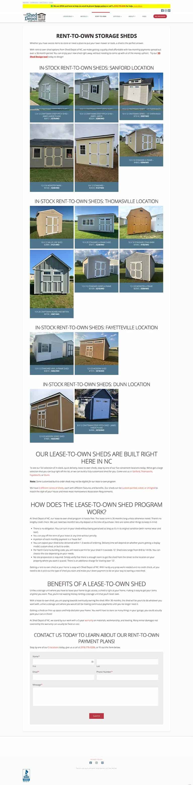 Responsive WordPress Design for a Shed Building Company