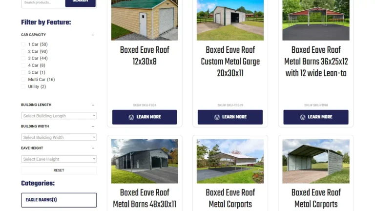 Eagle Carports Responsive Metal Building Website