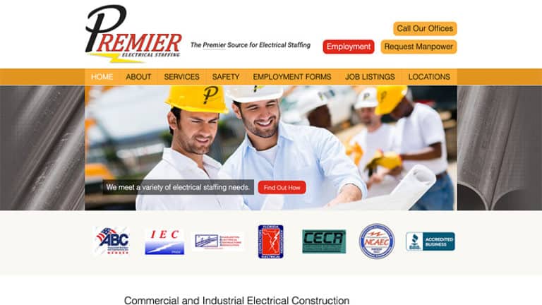 Premier Electrical Staffing | Before Screenshot