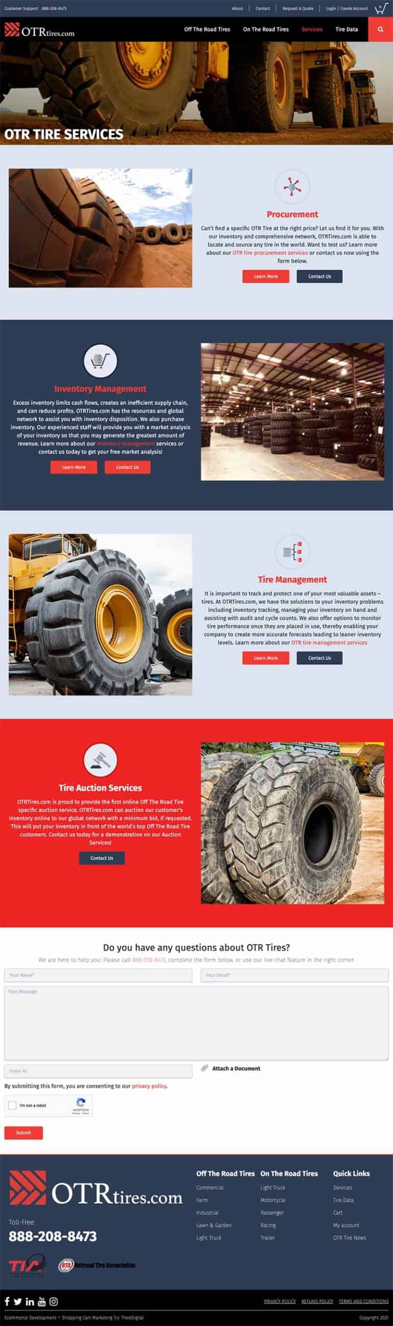 Services Page for Online Auto Parts Company