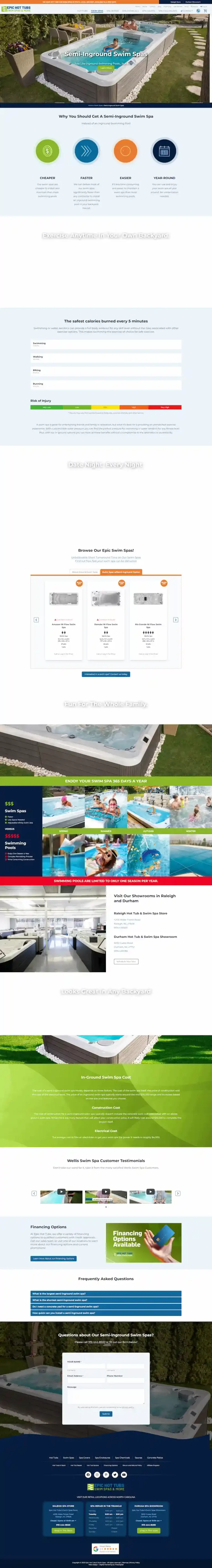 Epic Hot Tubs Semi Inground Swim Spas Page