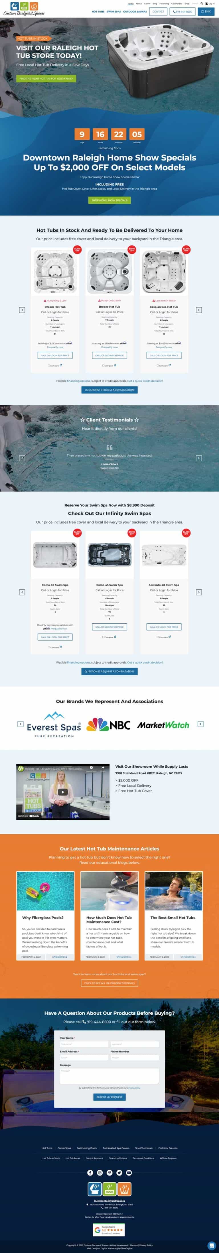 WordPress-kehitys Hot Tub -yritykselle Raleighissa