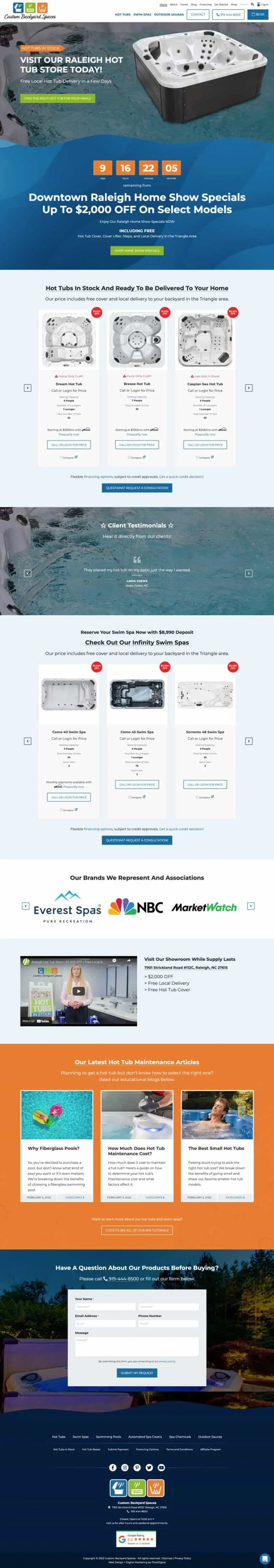 WordPress Development for a Hot Tub Company in Raleigh